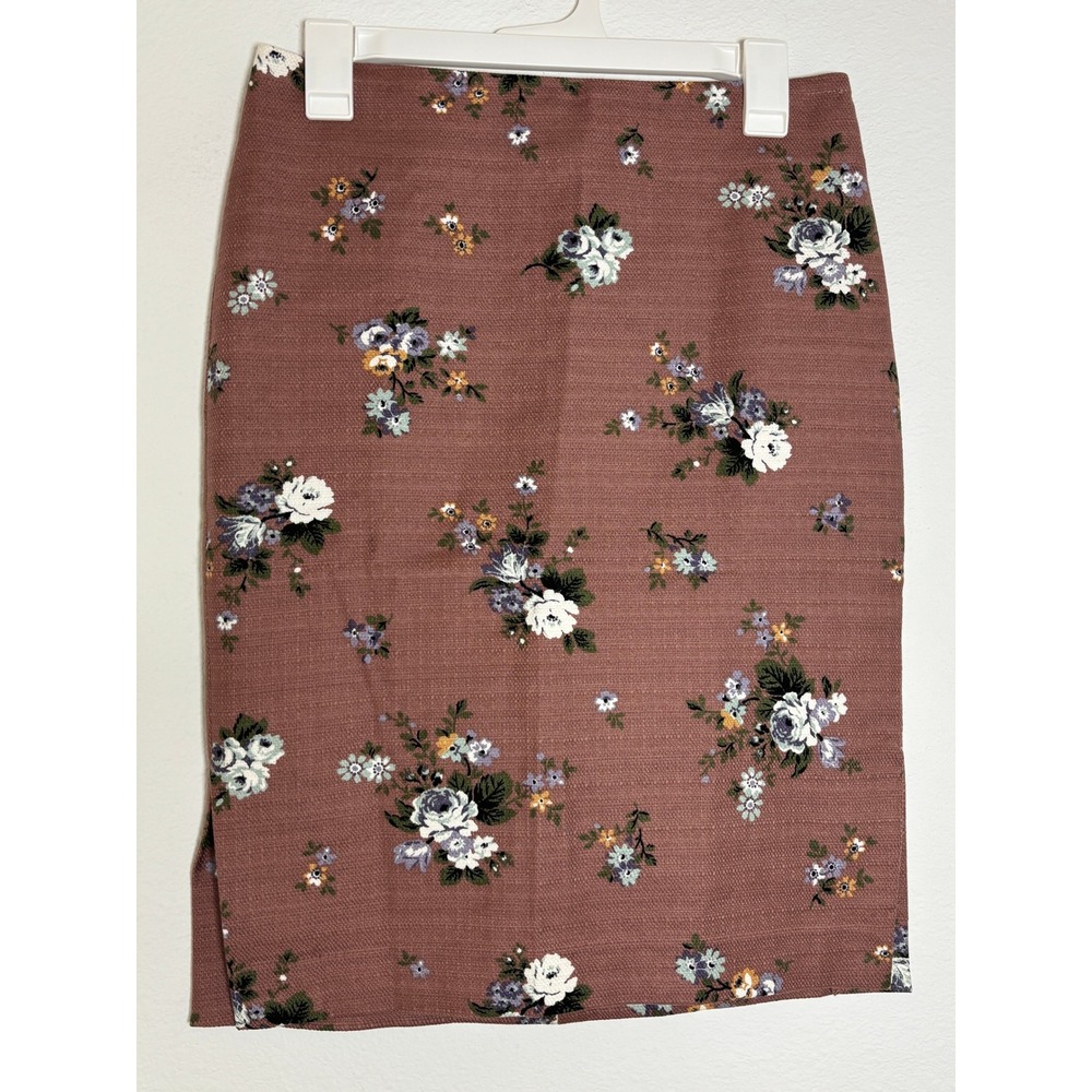 LOFT Outlet Mauve Pink Floral Textured Pencil Skirt Size 4 Knee Length Back Zip